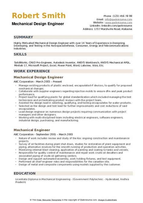 sheet metal design engineer resume|mechanical design engineer cv example.